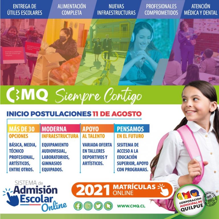 Abierto se encuentra proceso de matrículas para establecimientos municipales de la comuna de Quilpué